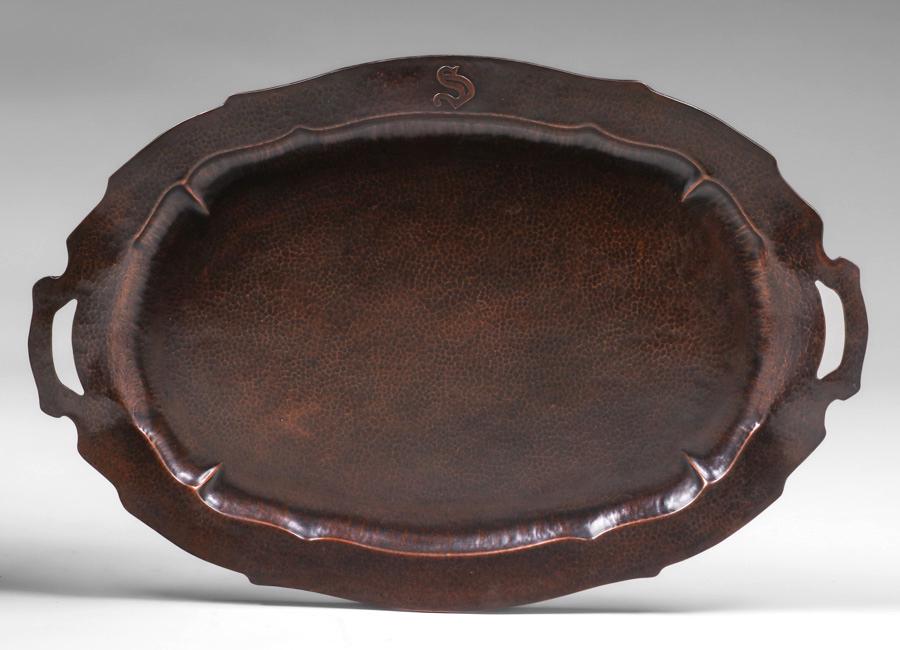 Massive William H. Pohlmann Hammered Copper Two-Handled Serving Tray c1905 (1 of 5)