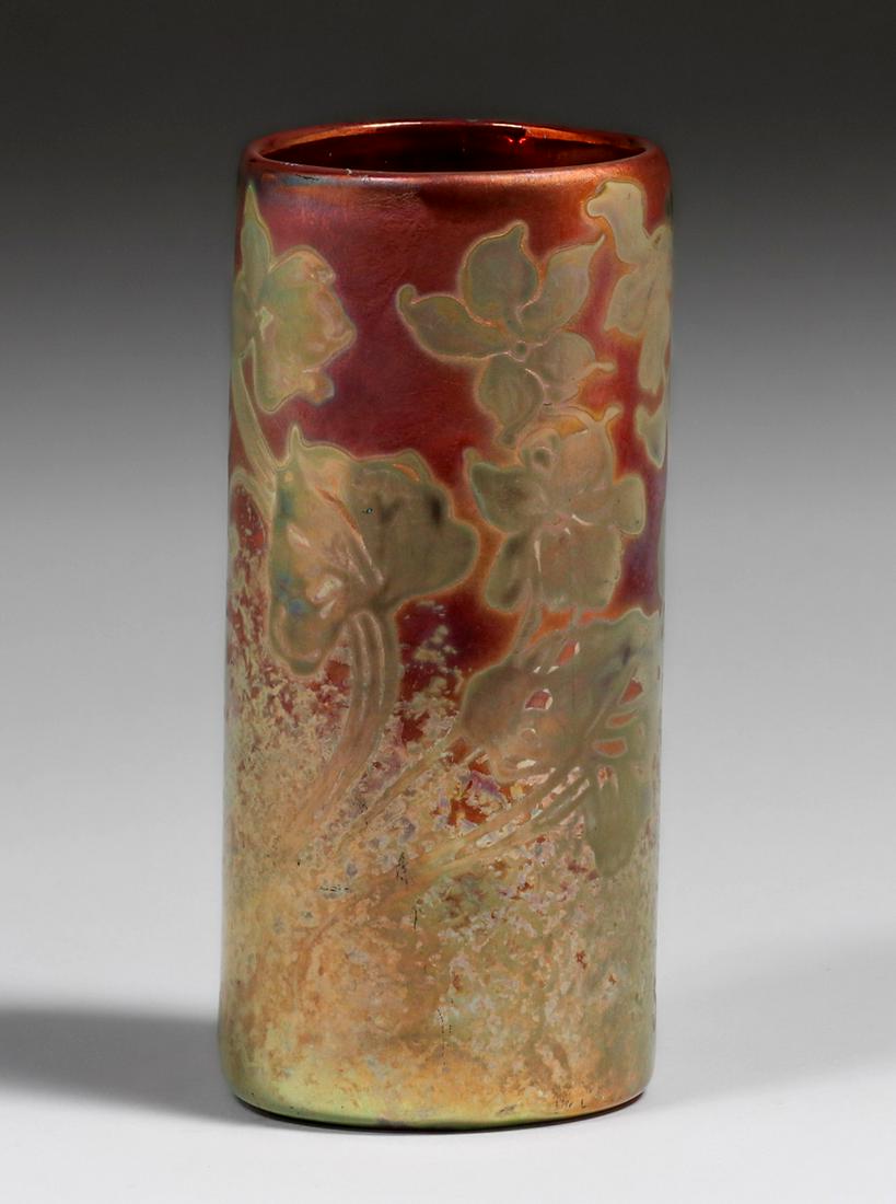 Weller Sicard Iridescent Cylinder Vase c1905 (1 of 6)
