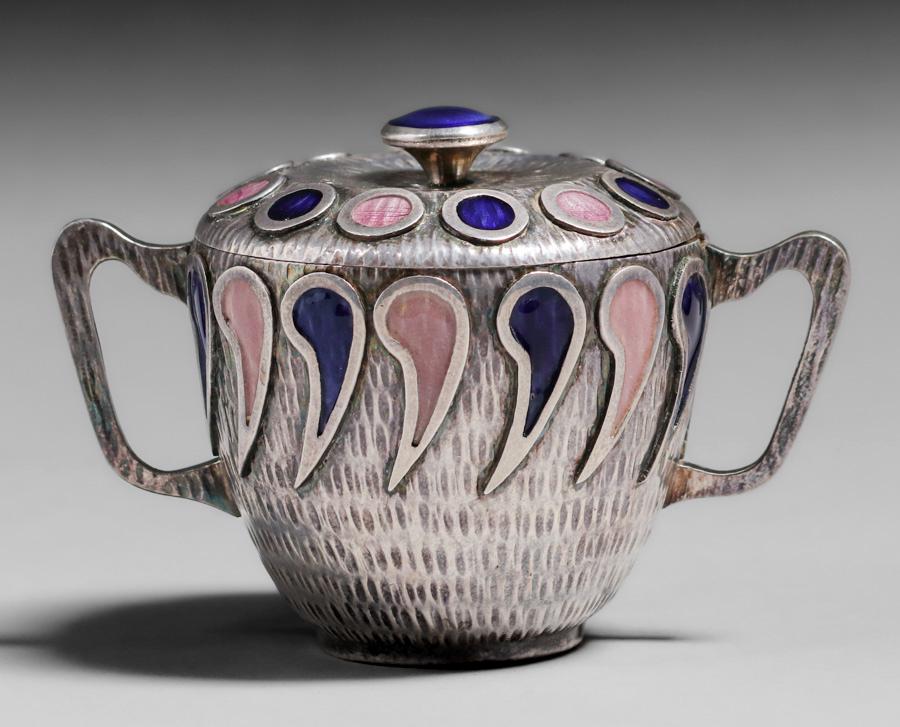 Austrian Silver & Enamel Two-Handled Covered Vase c1905-1915 (1 of 6)