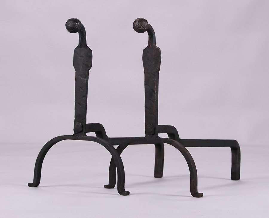 Yale University Dorm Rooms Arts & Crafts Hand-Forged Iron Andirons c1910 (1 of 2)