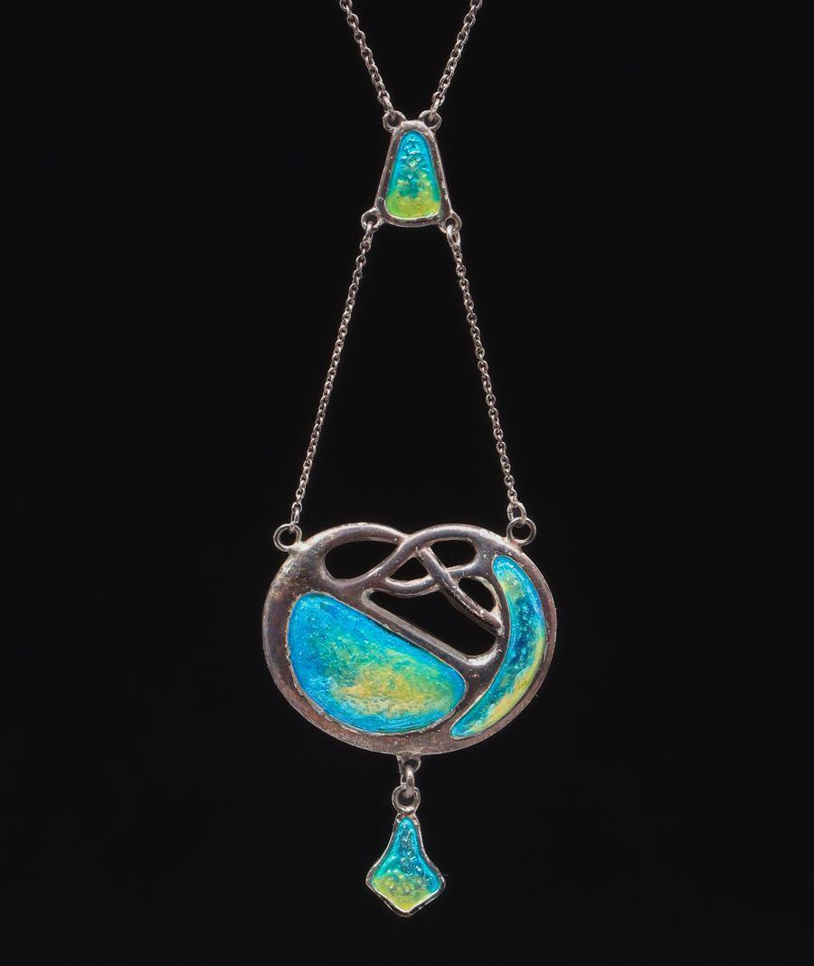Charles Horner Sterling Silver & Enamel Pendant Necklace c1905 (1 of 3)