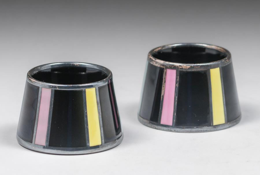 German Silver & Enamel Salts c1920s (1 of 4)