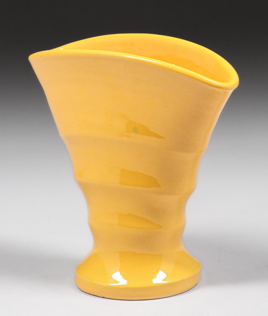 Bauer Pottery Chinese Yellow Fan Vase c1920s (1 of 5)