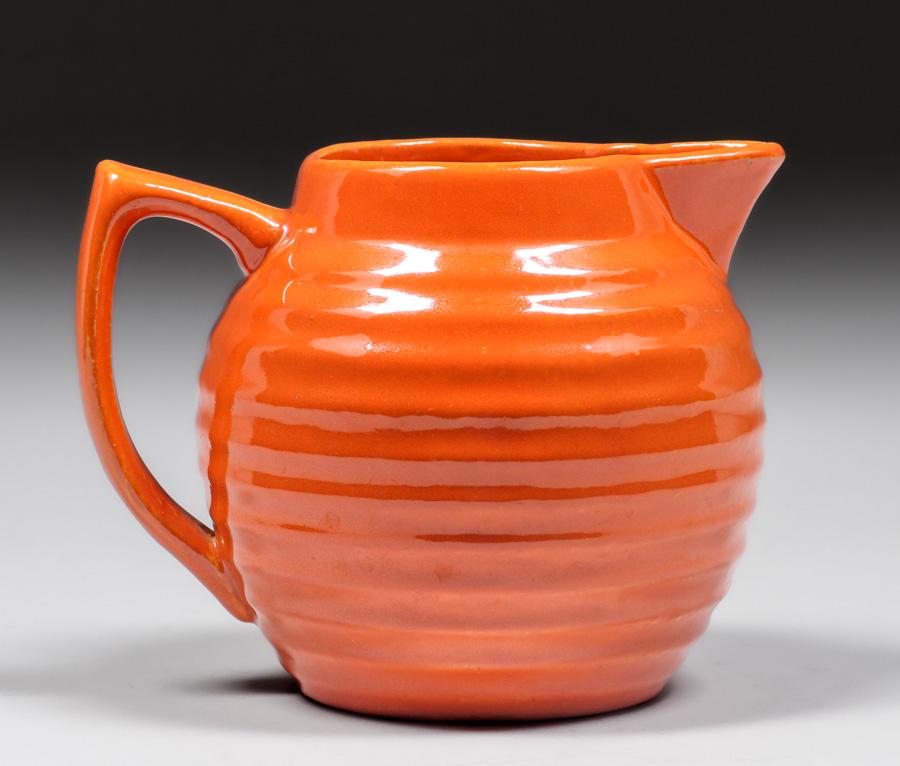 Bauer Orange Ringware Pitcher c1930s (1 of 5)