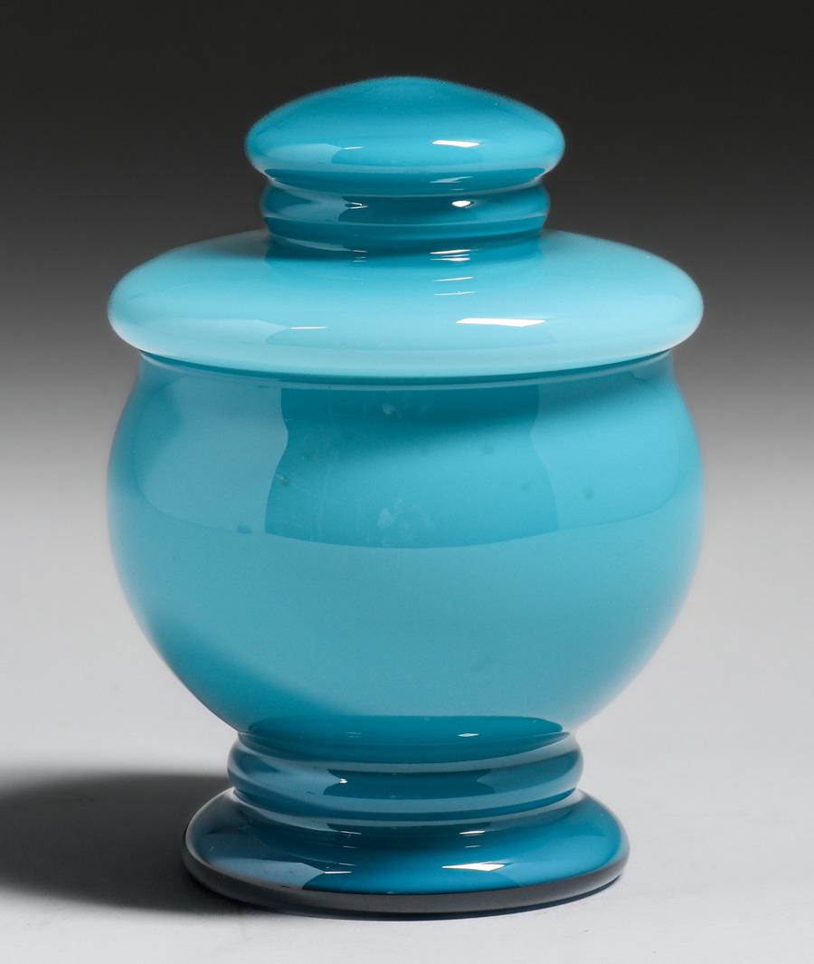 Vintage Murano Venetian Opaline Cased Covered Vase c1950s (1 of 5)