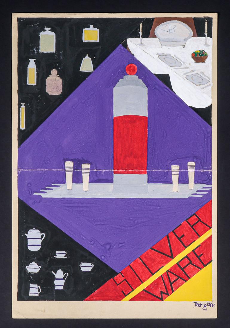 Haig Patigian Art Deco Silver Ware Watercolor Drawing  c1930 (1 of 5)