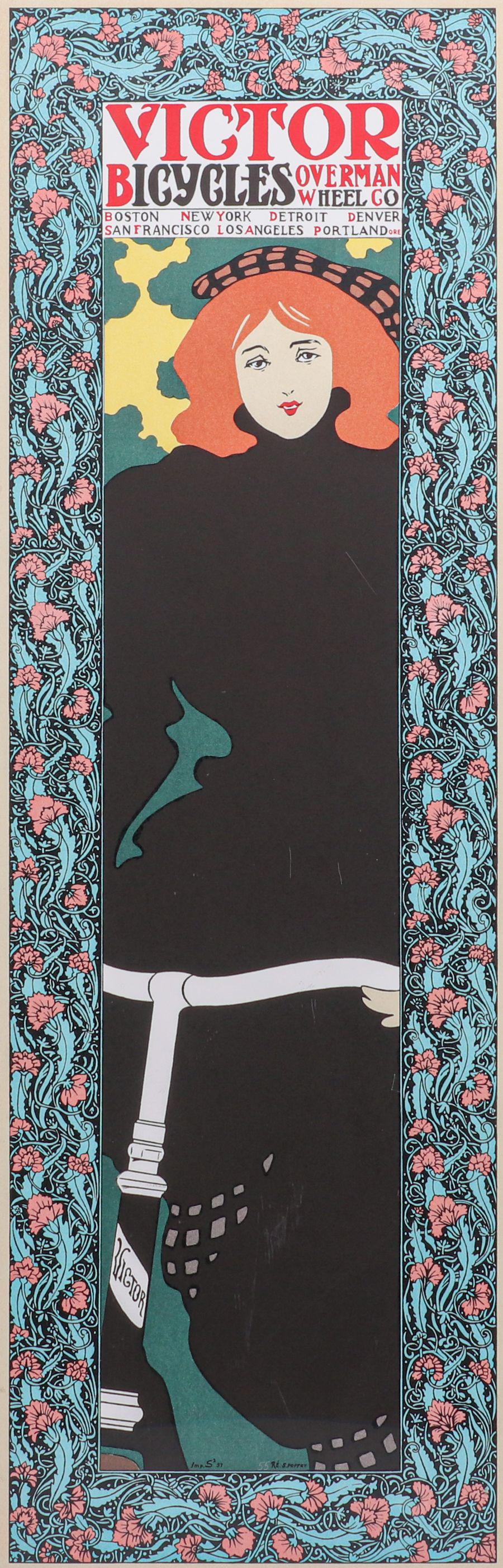 Will Bradley Art Nouveau Victor Bicycle Poster 1895 (1 of 7)