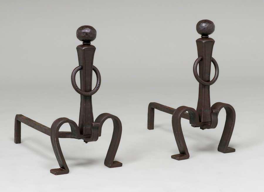 Benedict Studios #572 Hand-Forged Iron Andirons c1910 (1 of 5)
