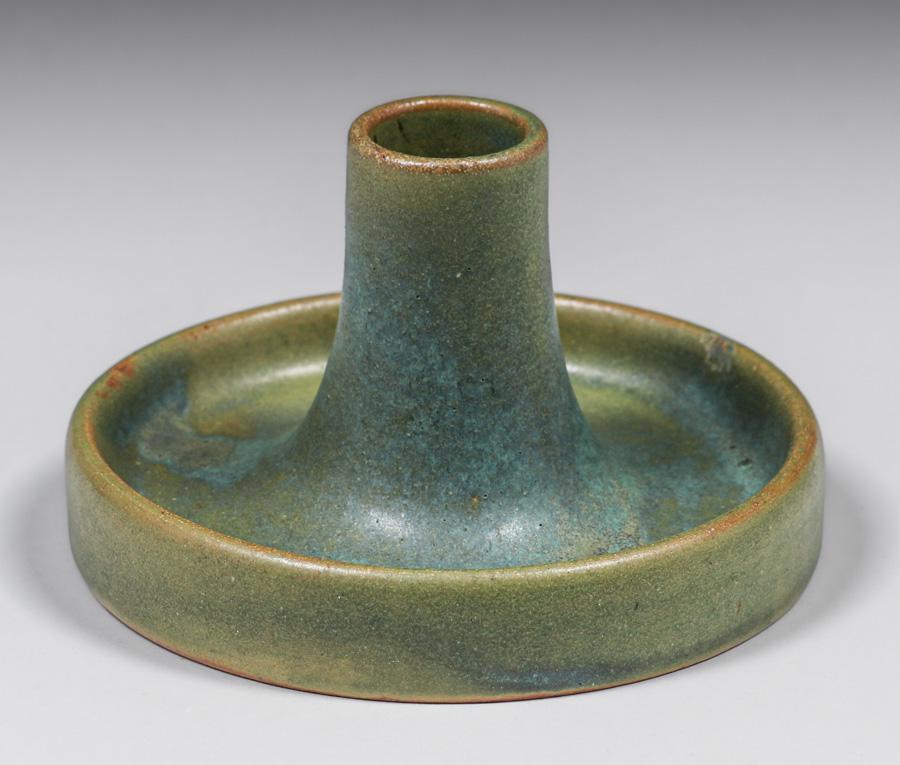 Fulper Pottery Matte Green Candlestick c1910s (1 of 4)