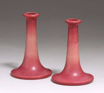 F.H.R. Los Angeles Matte Glazed Candlestick Lamp Bases c1910: F.H.R. Los Angeles Matte Glazed Candlestick Lamp Bases c1910. Fred H. Robertson, son of Alexander Robertson previously assisted his father at Roblin Pottery in San Francisco until the 1906 earthquake