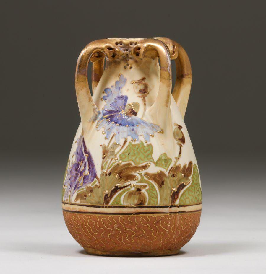 Amphora Pottery Four-Handled Poppy Vase c1905 (1 of 4)