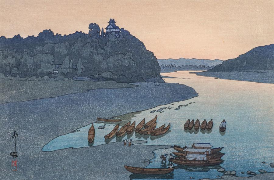Hiroshi Yoshida Japanese Woodblock Print "Kiso River" c1927 (1 of 6)