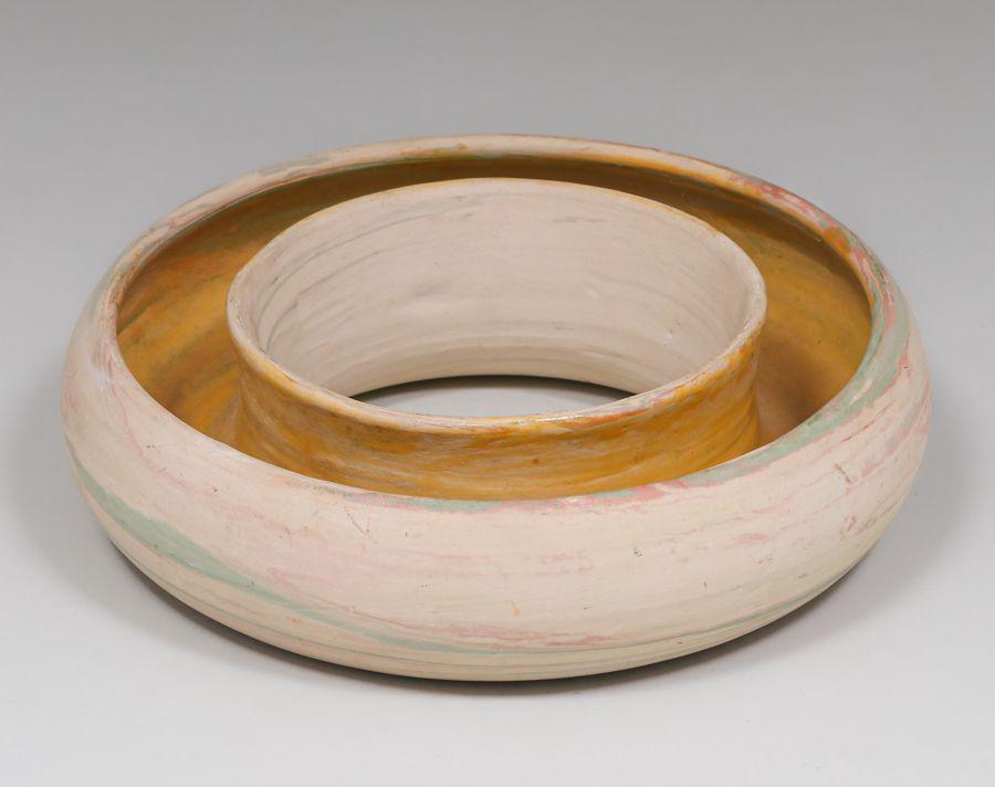 Henry Graack Silver Springs, FL Swirl Pottery Donut-Shaped Bowl c1935-1966 (1 of 6)