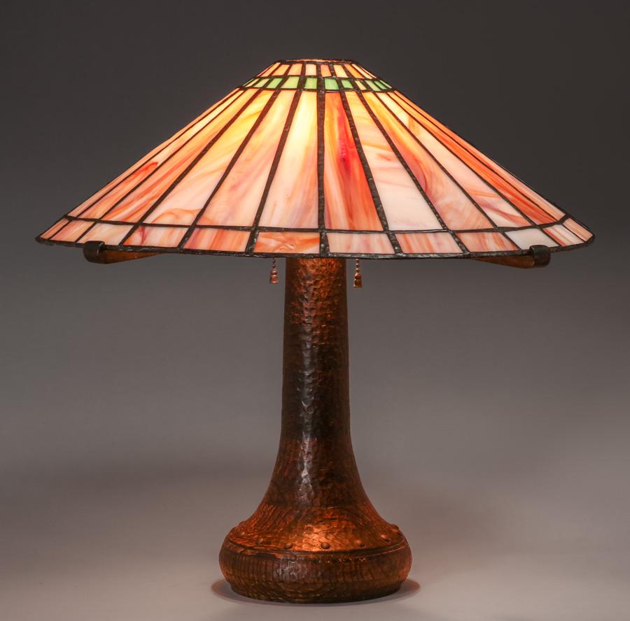 Arts & Crafts Leaded Glass Lamp c1910s (1 of 6)