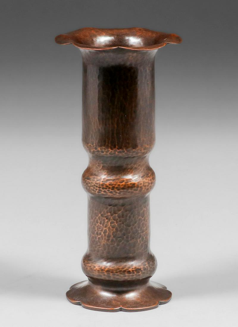 Frans Gyllenberg - Boston Hammered Copper Flared Vase c1910 (1 of 4)