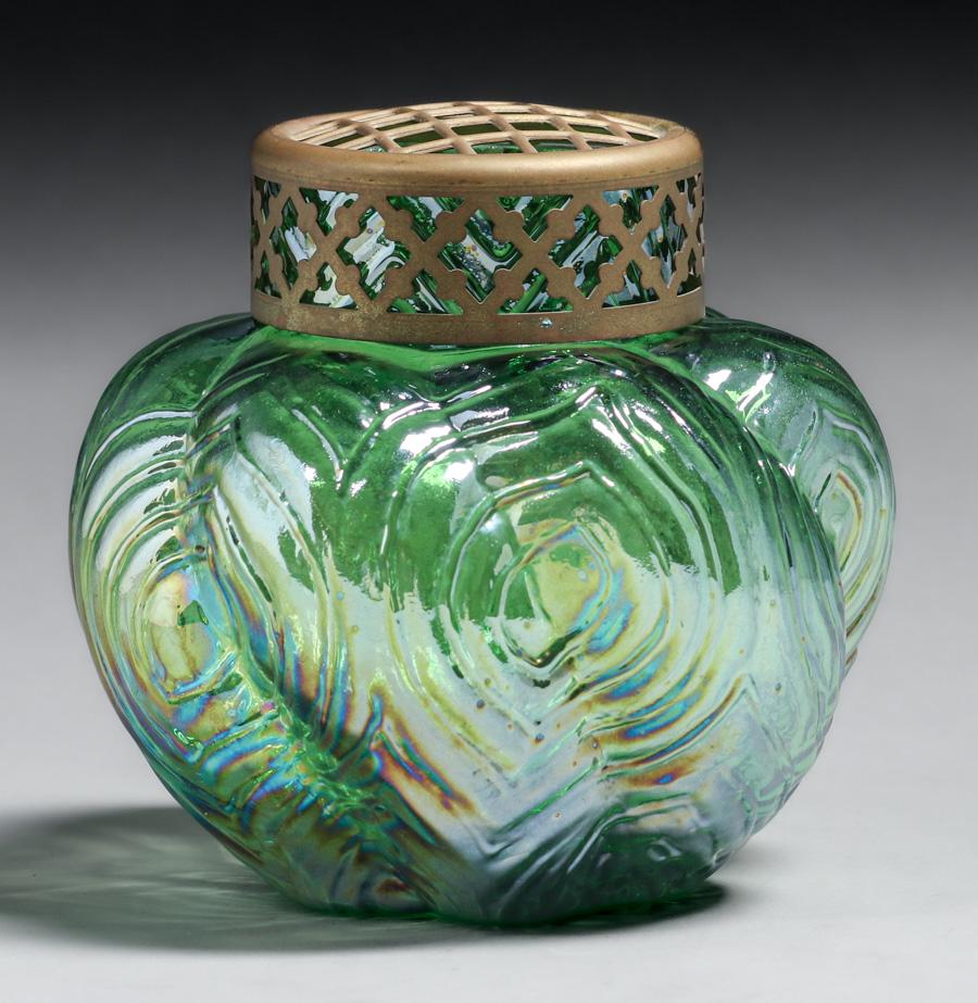 Art Nouveau Art Glass Peacock Feather Vase c1900s (1 of 5)