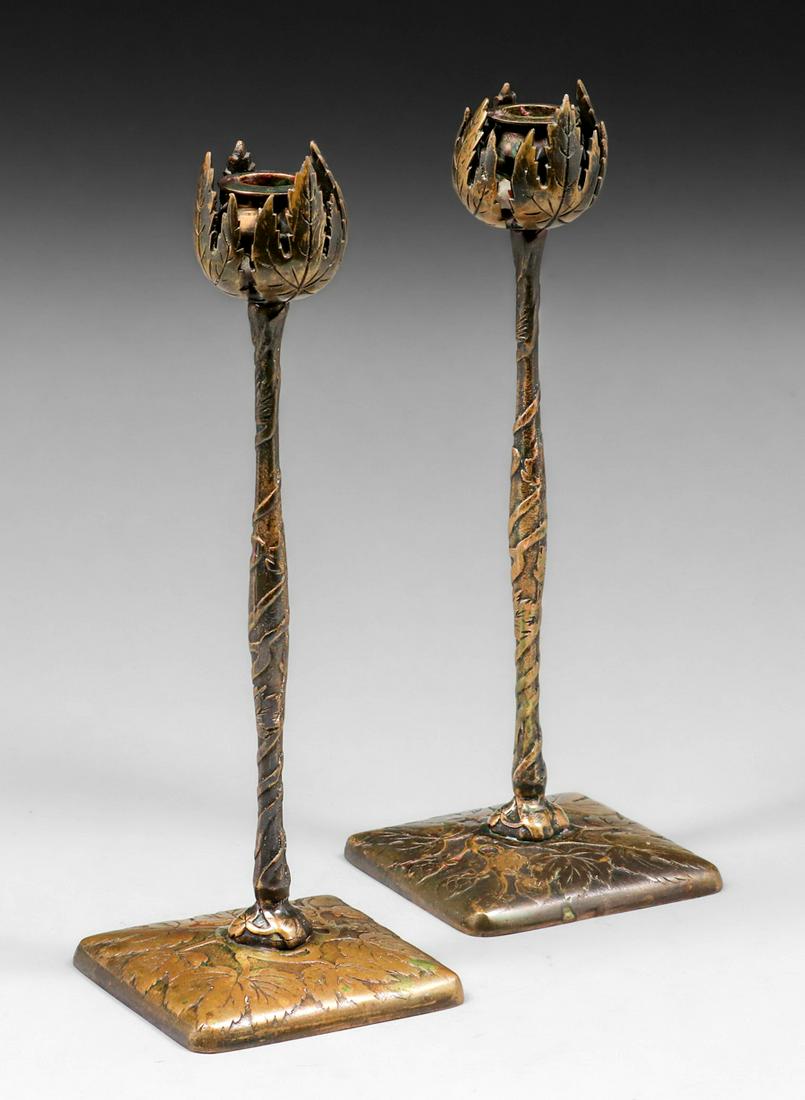 Pair Marshall Fields - Chicago Bronze Candlesticks c1910s (1 of 5)