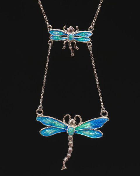 Charles Horner Sterling Silver & Enamel Dragonfly Pendant Necklace c1905 (1 of 4)