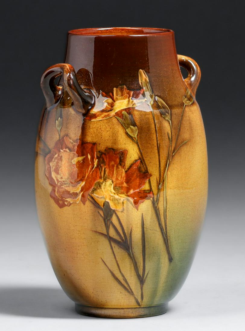 Rookwood Pottery Harriet E. Wilcox Two-Handled Standard Glaze Lillies Vase 1891 (1 of 4)