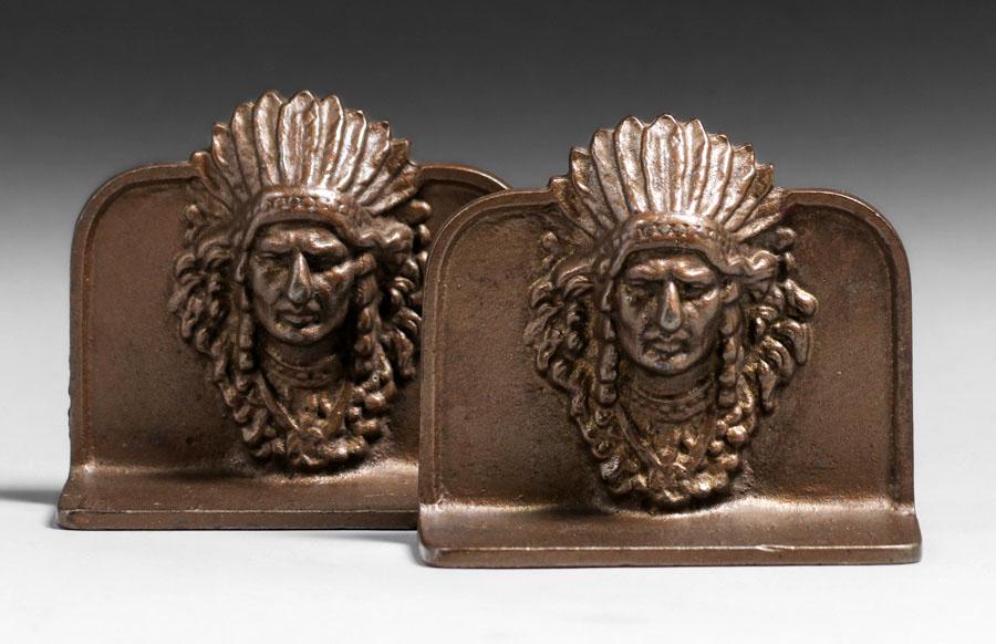 Native American Cast Metal Bookends c1920s (1 of 5)