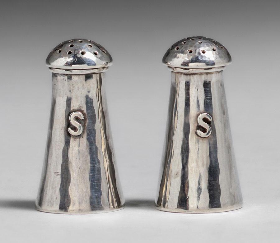 Lebolt - Chicago Hammered Sterling Silver Salt Shakers c1910s (1 of 4)