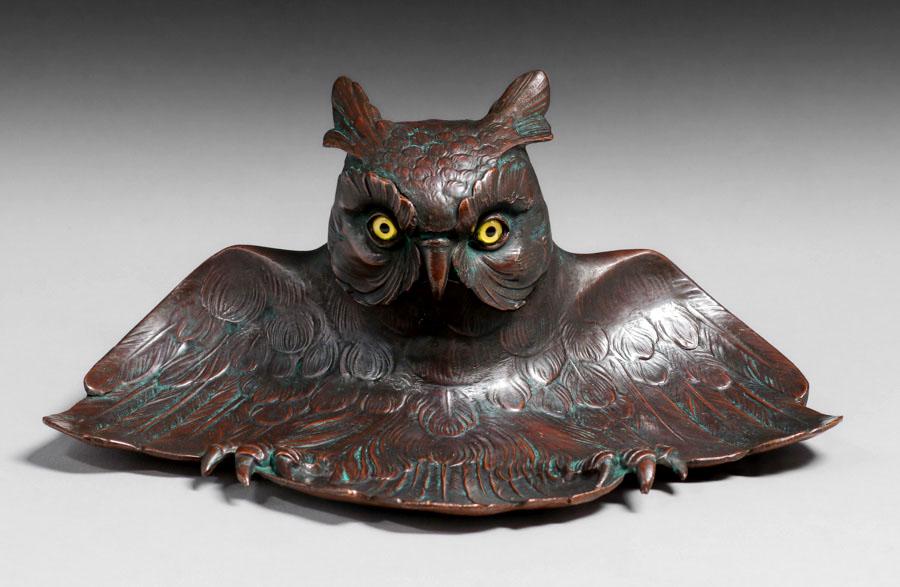 Bradley & Hubbard Owl-Shaped Inkwell c1915 (1 of 7)