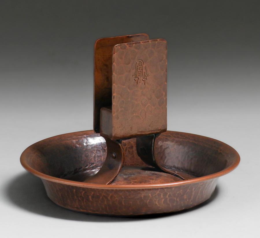 Gustav Stickley Hammered Copper Ashtray c1910 (1 of 5)