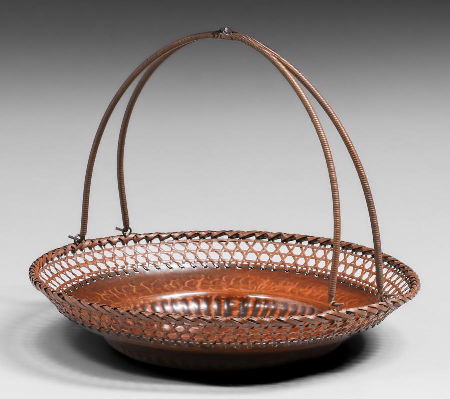 Japanese Meiji Period Arts & Crafts Hand-Woven Copper Basket c1910 (1 of 6)