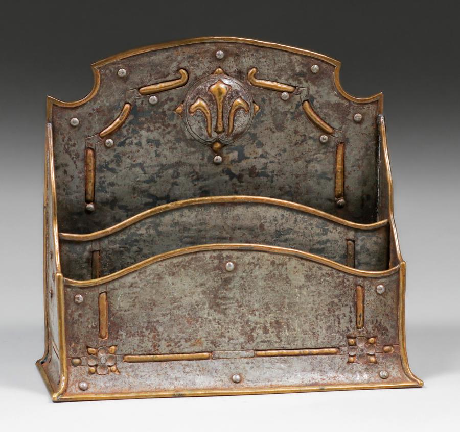 Paul Beau & Co - Montreal, Canada Hammered Iron & Brass Letter Rack c1915-1922 (1 of 4)
