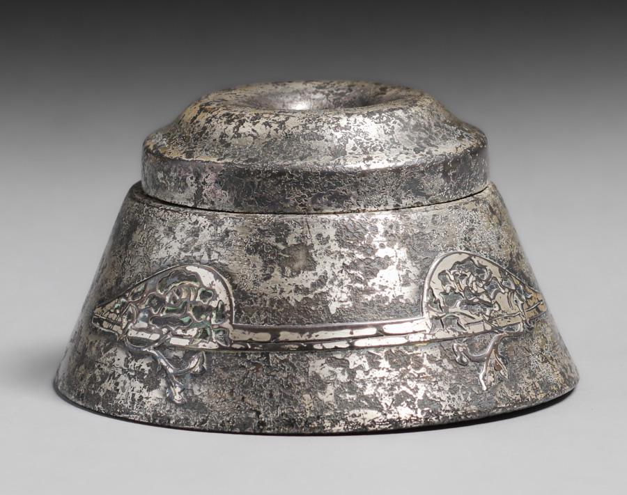 Arts & Crafts Silver-Plated Acid-Etched Inkwell c1920s (1 of 5)