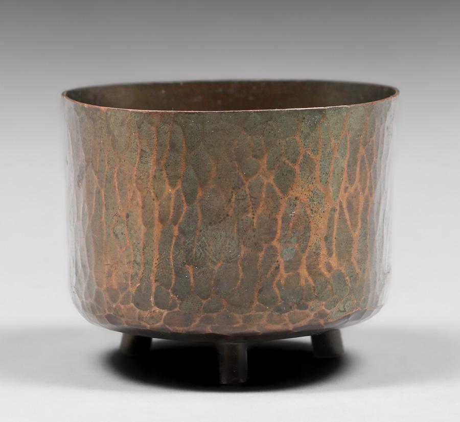 Austrian Secessionist Hammered Copper Three-Footed Vase c1910 (1 of 3)
