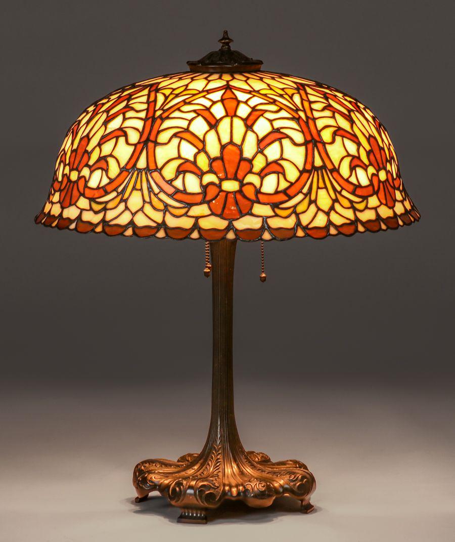 Lamb Brothers Leaded Glass Lamp c1910 (1 of 5)