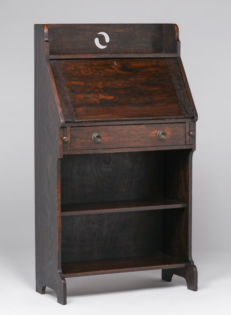 English Arts & Crafts Cutout Dropfront Desk c1905 (1 of 4)