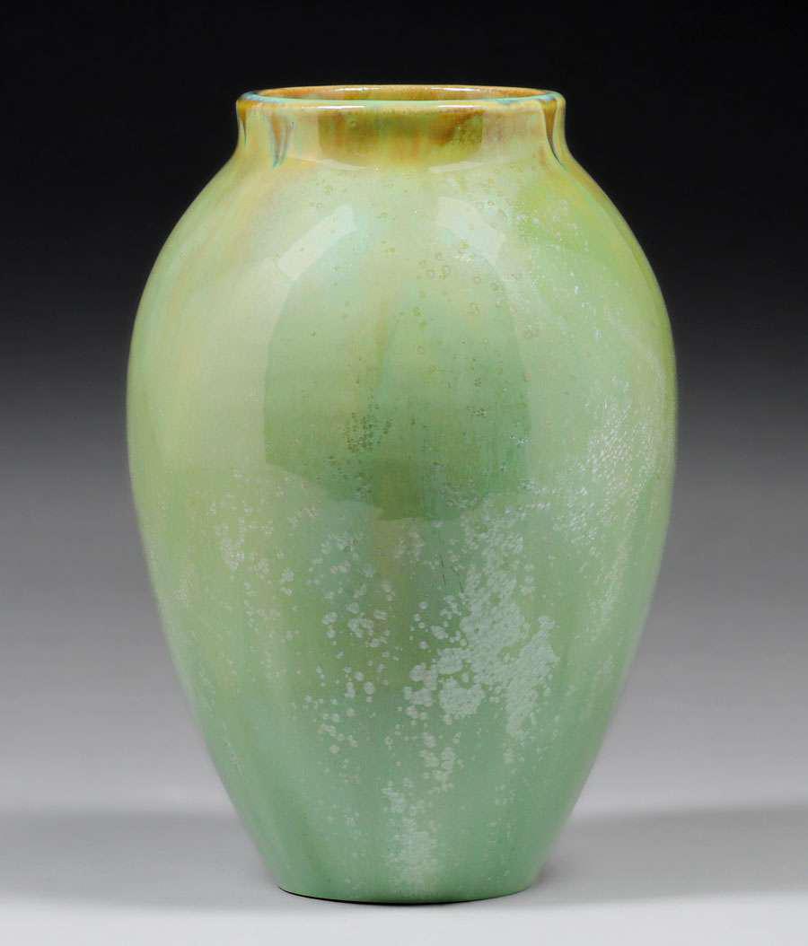 Fulper Pottery Ovoid Green Crystalline Vase c1910s (1 of 3)