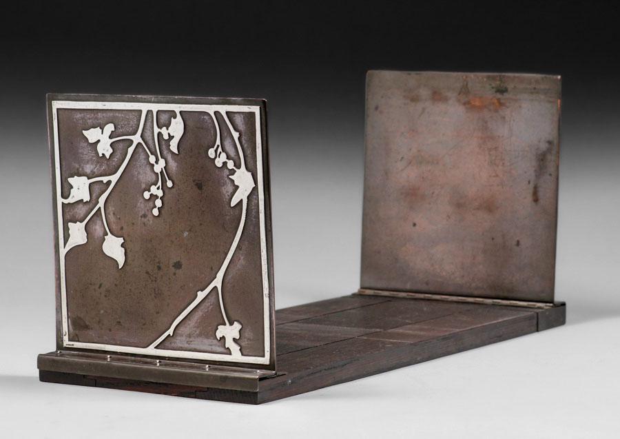 Heintz Sterling on Bronze Table-Top Folding Bookrack c1910 (1 of 5)