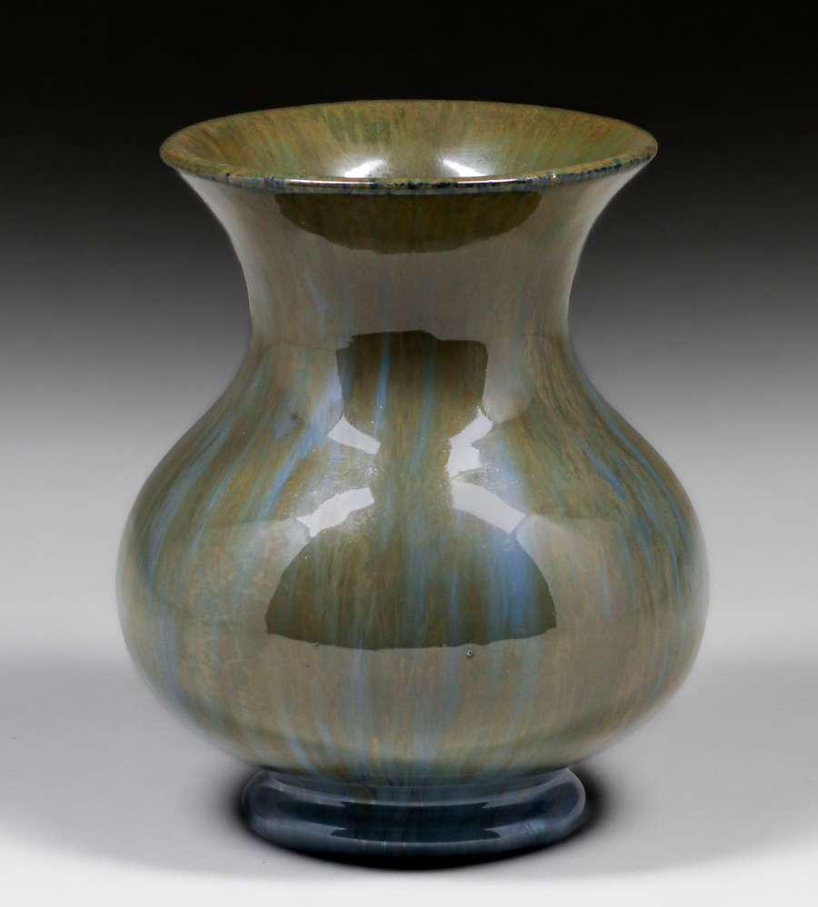 Fulper Pottery Olive Blue Flambe Flared Vase c1910s (1 of 4)