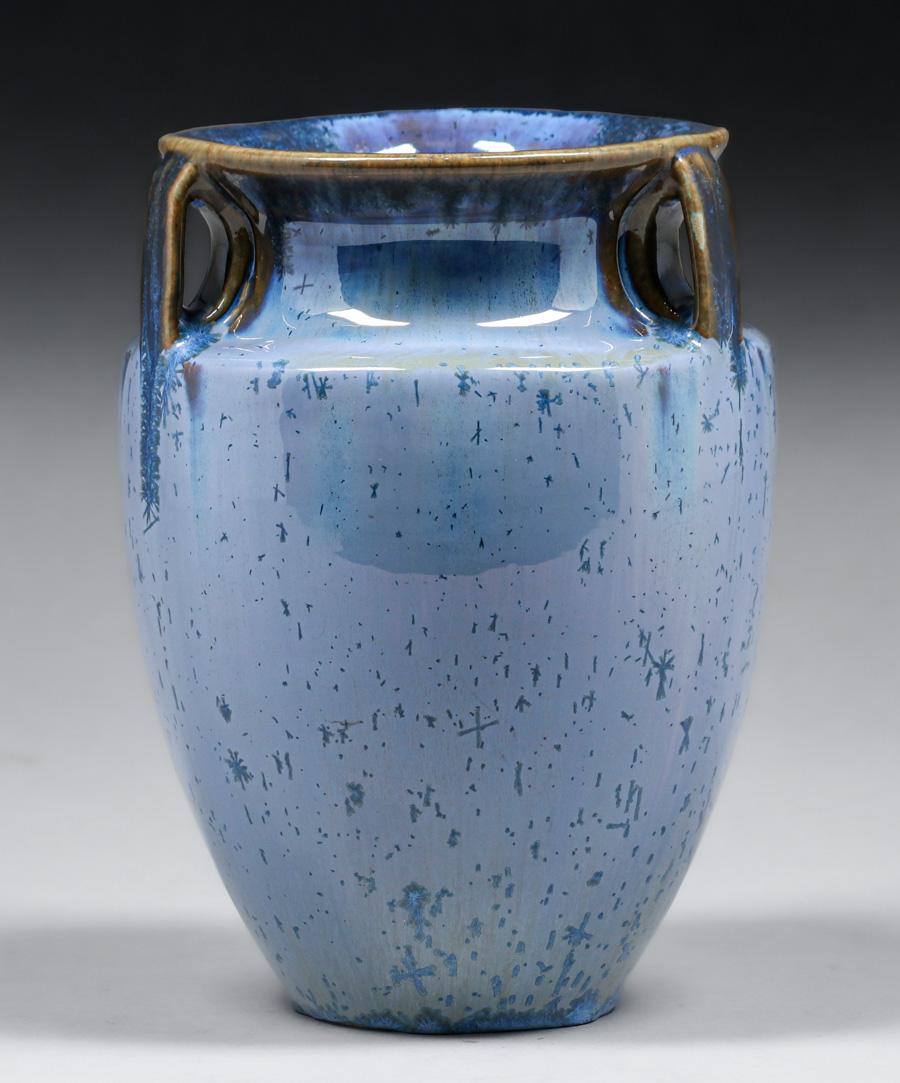 Fulper Pottery Blue Crystalline Three-Handled Vase c1920 (1 of 4)
