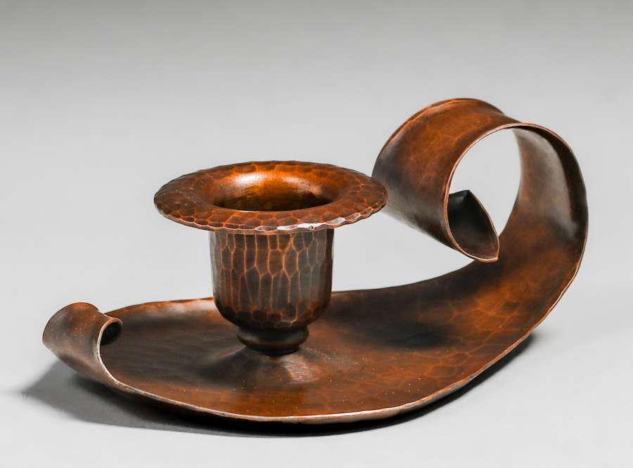 Roycroft Hammered Copper Loop Handle Candlestick c1920s (1 of 5)