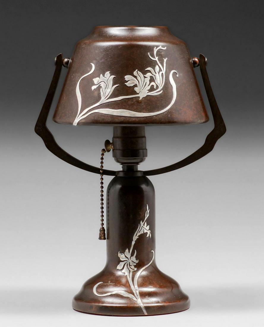 Heintz Sterling on Bronze Helmet Lamp c1915 (1 of 6)