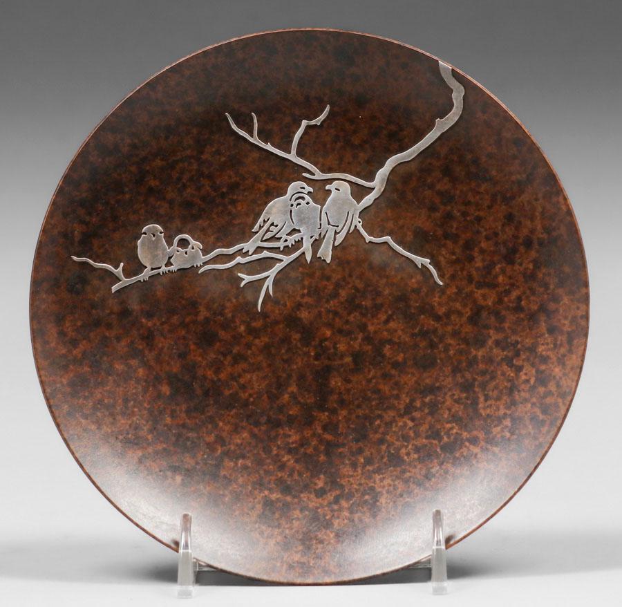 Heintz Sterling on Bronze Love Birds Card Tray c1915 (1 of 4)