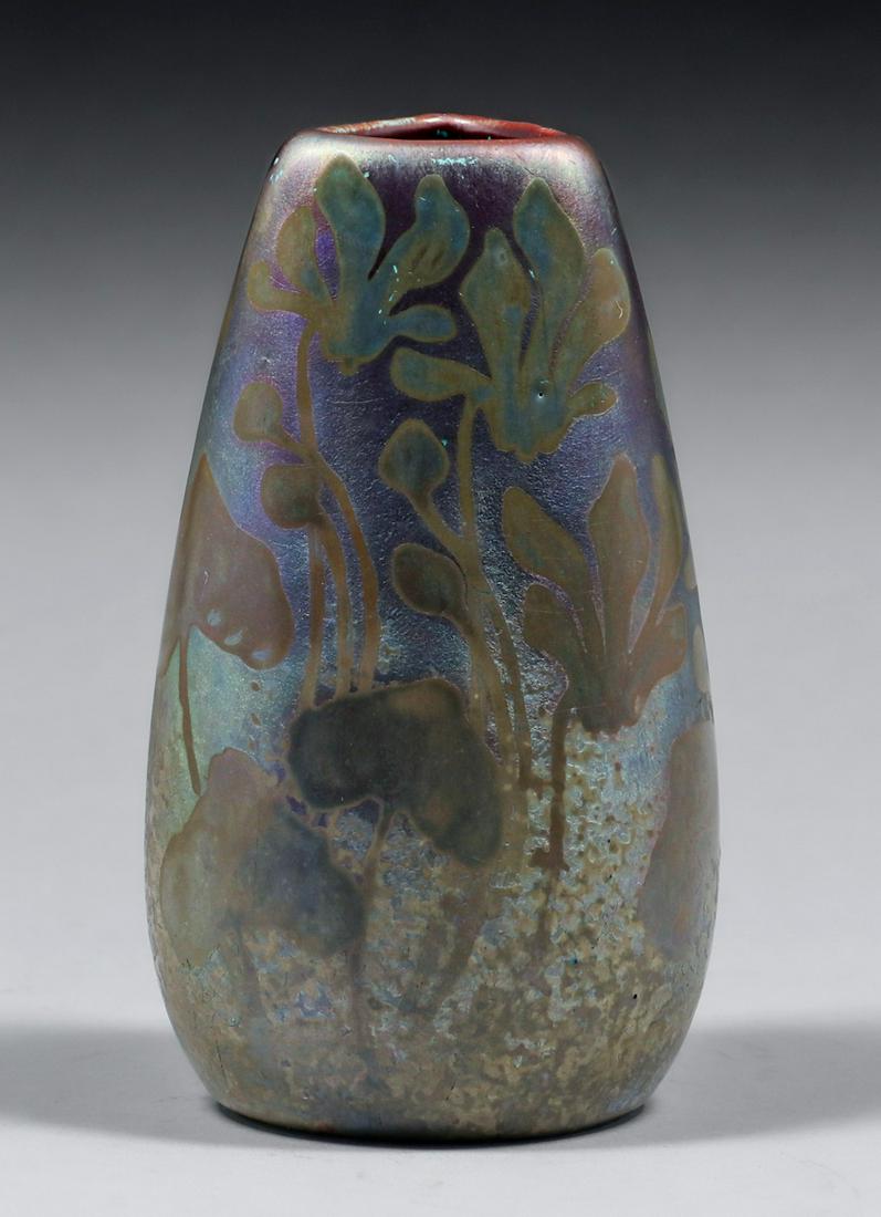 Weller Sicard Iridescent Triangular Top Vase c1905 (1 of 4)