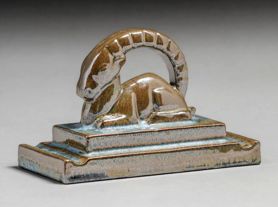 American Encaustic Tiling Co - New York Ram Paperweight c1920s (1 of 6)