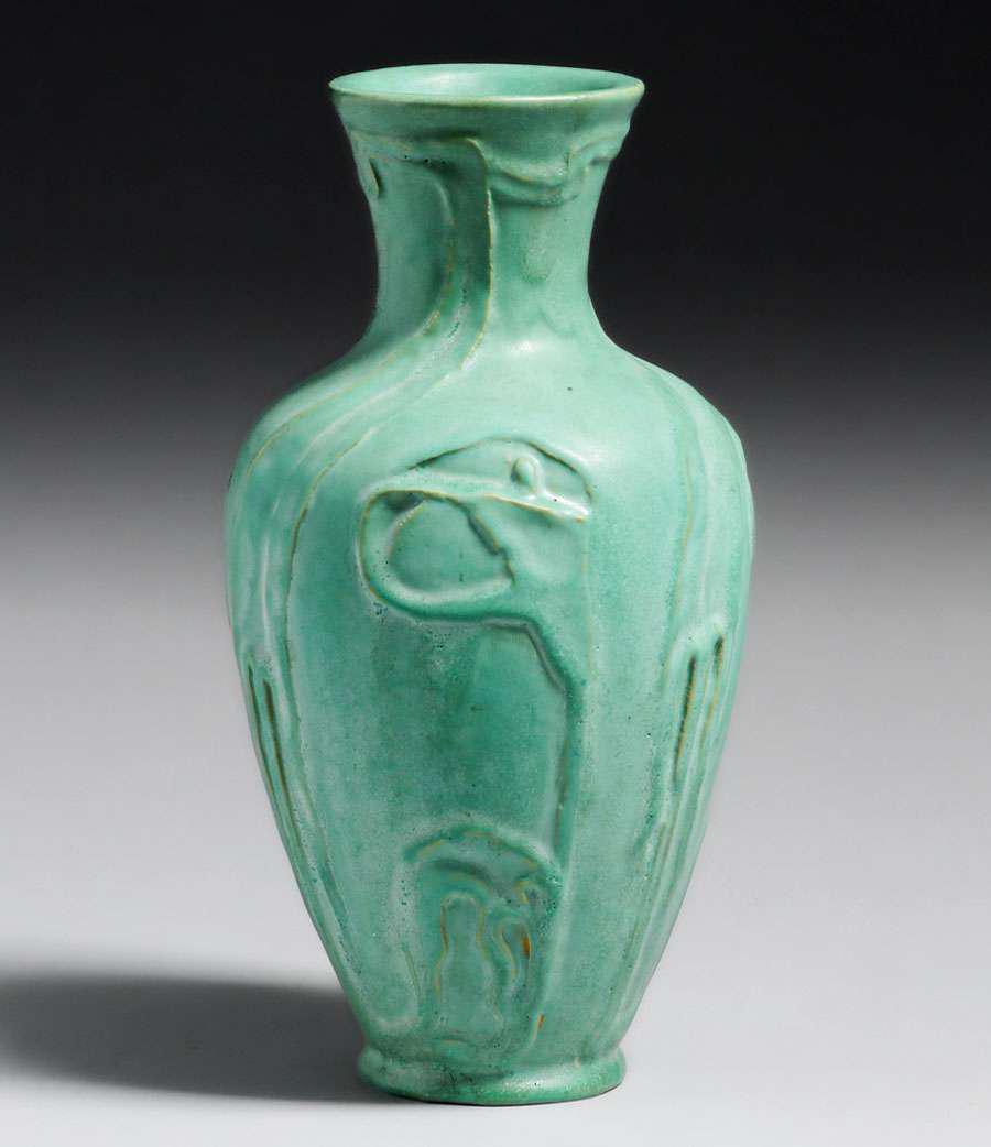 Frederick Walrath Alfred University Hand-Carved Calla Lily Vase 1901 (1 of 4)