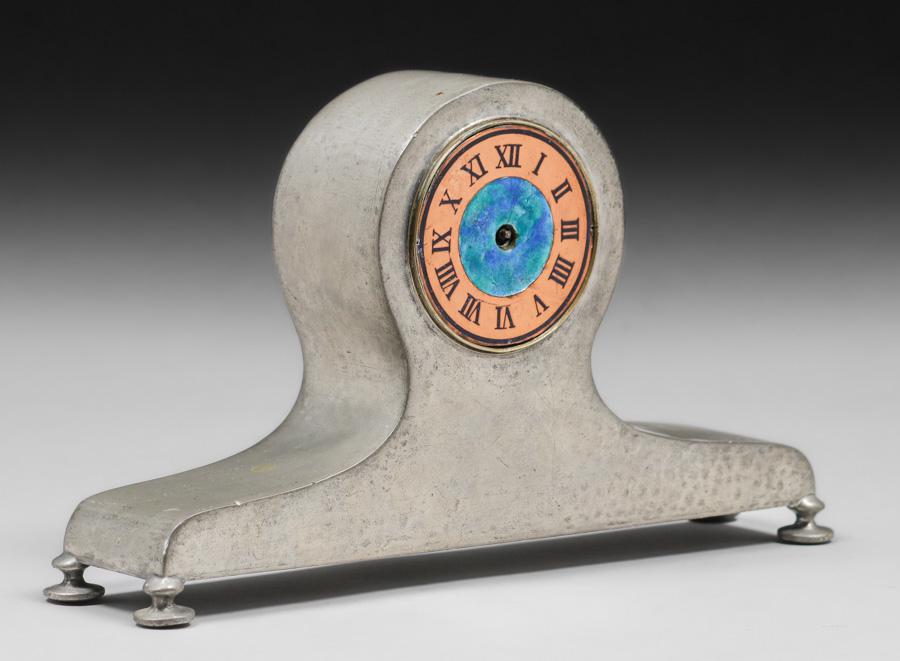 Liberty & Co #01294 Hammered Pewter & Enamel Clock c1900 (1 of 7)