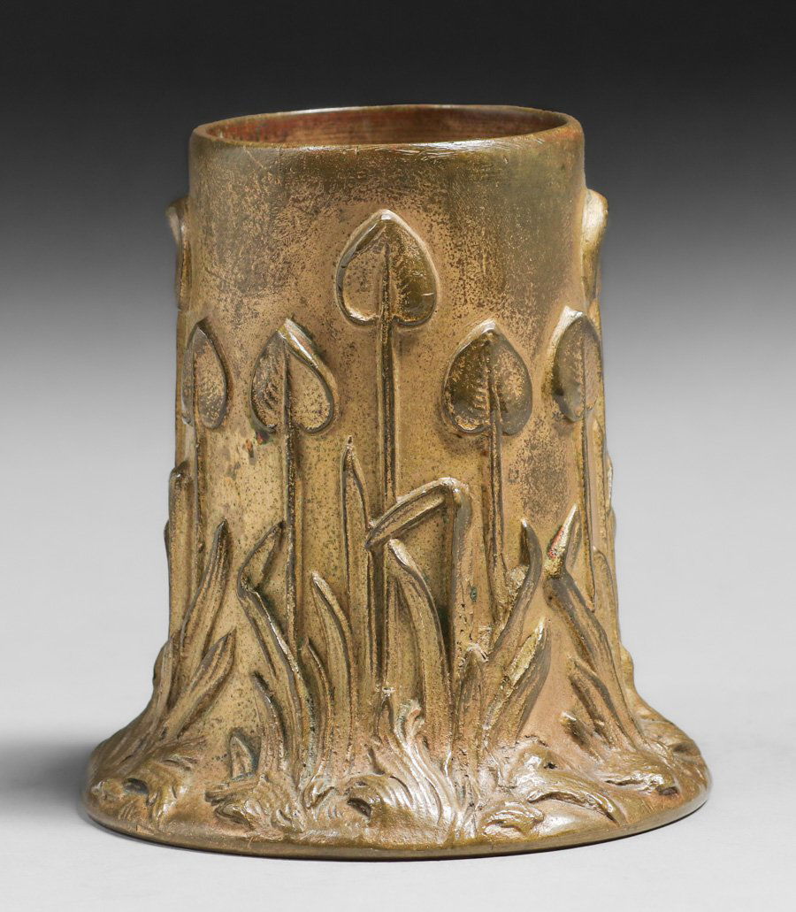 Tiffany Studios Bronze Spade Leaf Vase c1905 (1 of 5)