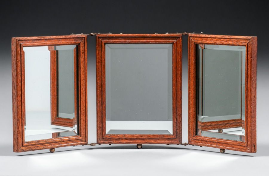 Oak Three-Panel Shaving Mirror c1900s (1 of 5)