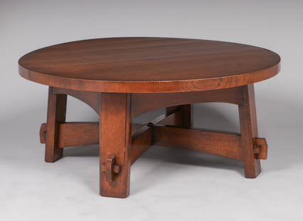 Contemporary Stickley Coffee Table c2005: Contemporary Stickley Coffee Table c2005. Signed. Some minor wear, otherwise excellent condition. 4"d x 18.5"h. Spend $7500 or more at our two day auction and all of your SHIPPING IS FREE within the l