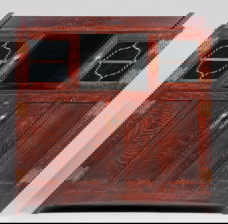 Large Roycroft Oak Leaded Glass Hutch C1910 Auction