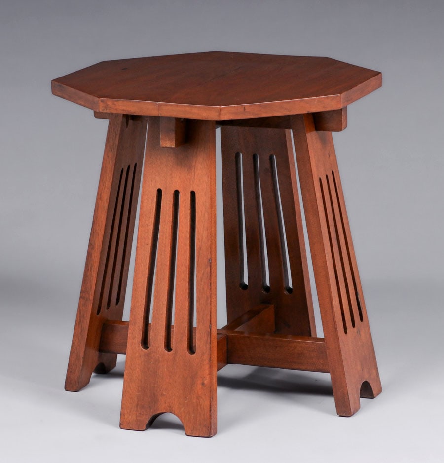 Prairie School Mahogany Cutout Taboret c1910 (1 of 4)