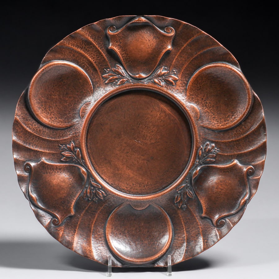 Exquisite Arts & Crafts Hammered Copper Charger c1900s (1 of 5)
